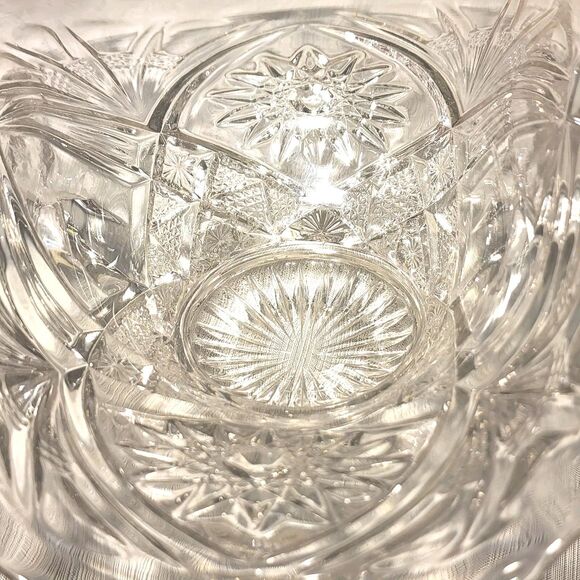 Vintage Clear Glass Flared Oval Bowl 2 Handled Elegant Festive Decorative - Picture 5 of 12